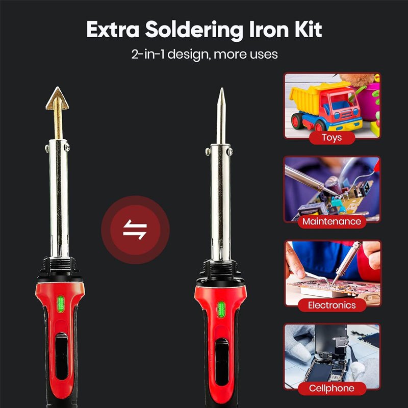 2 in 1 plastic welding kit 100w plastic welding repair kit   temperature control soldering gun plastic welding set for surface repair us plug Product details 3