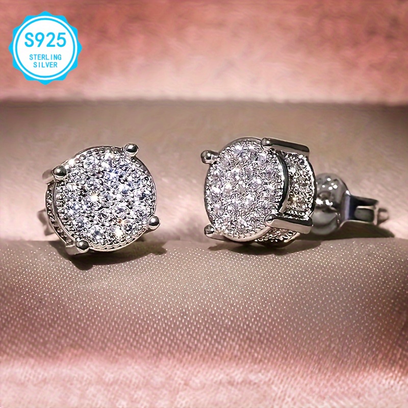   2pcs elegant simple 925 silver earrings hypoallergenic nickel free with square moissanite suitable for women party and daily decoration 925 silver earrings   of shiny moissanite earrings Product details 5