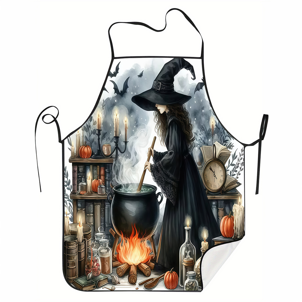 TEMU [open] 1pc Brewing Potion Scene Printed Sleeveless Apron, Unisex Home Use, Durable Polyester Fiber Cooking Cleaning Gardening Apron, Easy To