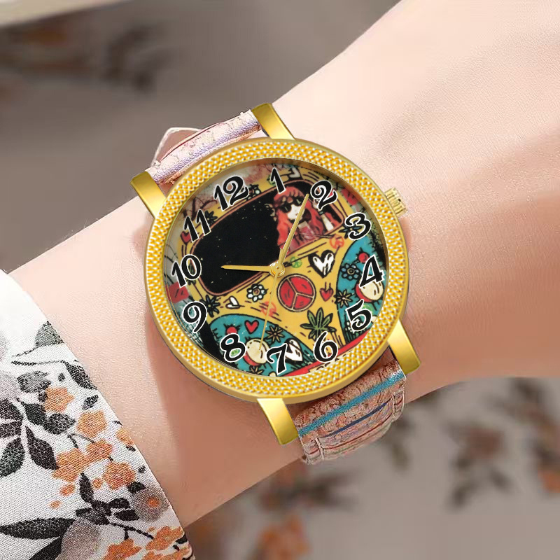 Vintage Boho Large Dial Quartz Watch with Woven Strap Gosasa Vintage Boho Hippie Style Quartz Watch for Women  main image 4