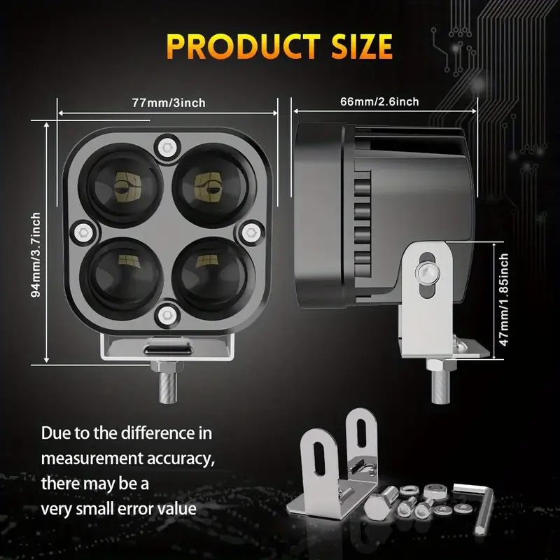 1000w super 3 inch led motorcycle headlights auxiliary focus 12v 24v driving lamp for 4x4 suv without battery Product details 3