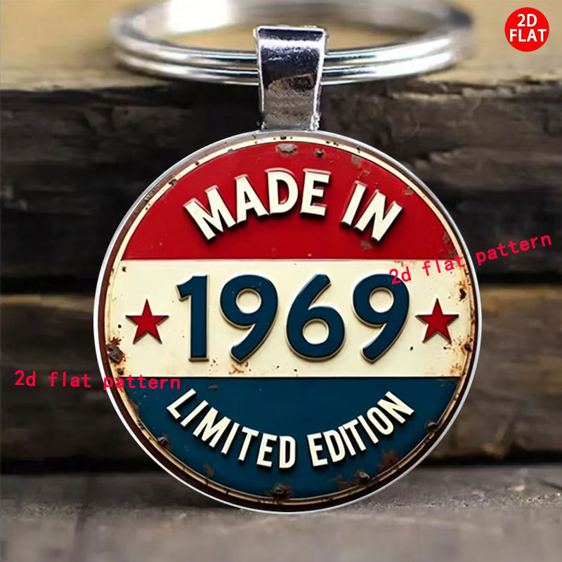 TEMU Llavero 2D Vintage Edición 1969, Ideal para Decorar Bolsos y Llaves de Coche, Coleccionar Regalos Conmemorativos, Navidad, Aniversario y Regalos
