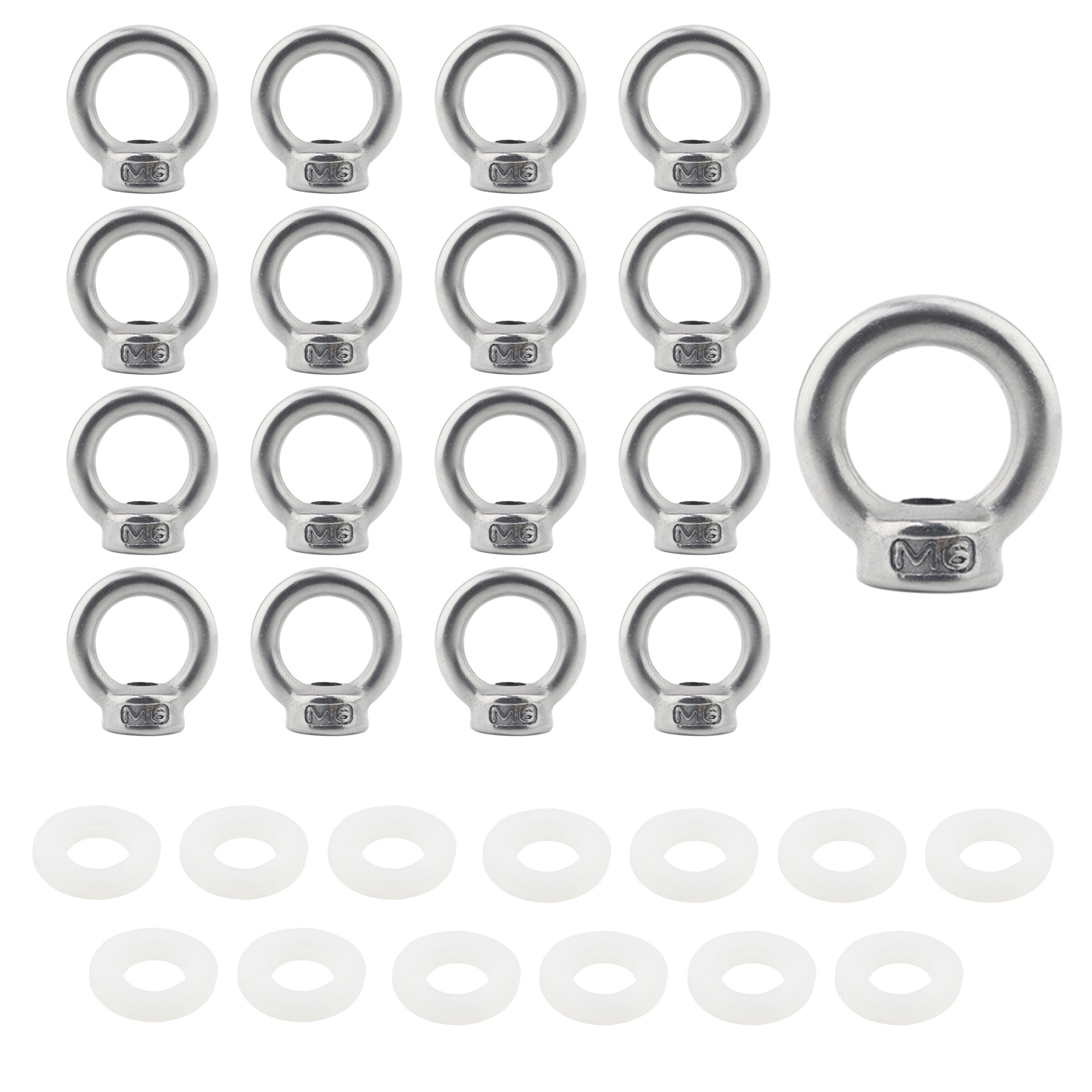 13pcs M6 304 Stainless Steel Ring Nuts- For Hanging Items, Clotheslines& Projects