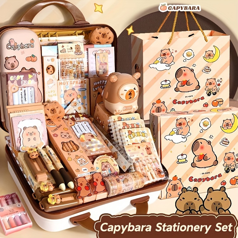 

Cadeau de Papeterie sur le Thème du Capybara avec Carnet, Stylo & Trombones - Idéal pour les Étudiants et les Passionnés d'Animaux, Cadeau pour Noël & Halloween