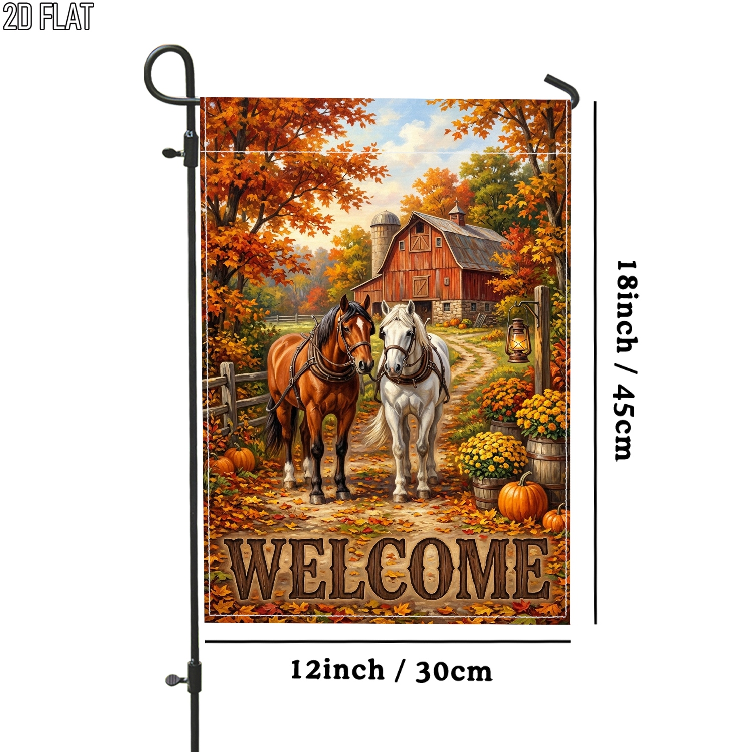 TEMU 2d Flat, 2d Flat 1pc Orange Horses Flag Orange Outdoor Garden Flag Double-sided For Porch Decoration For Garden Outside Yard Decoration Pole, 2d
