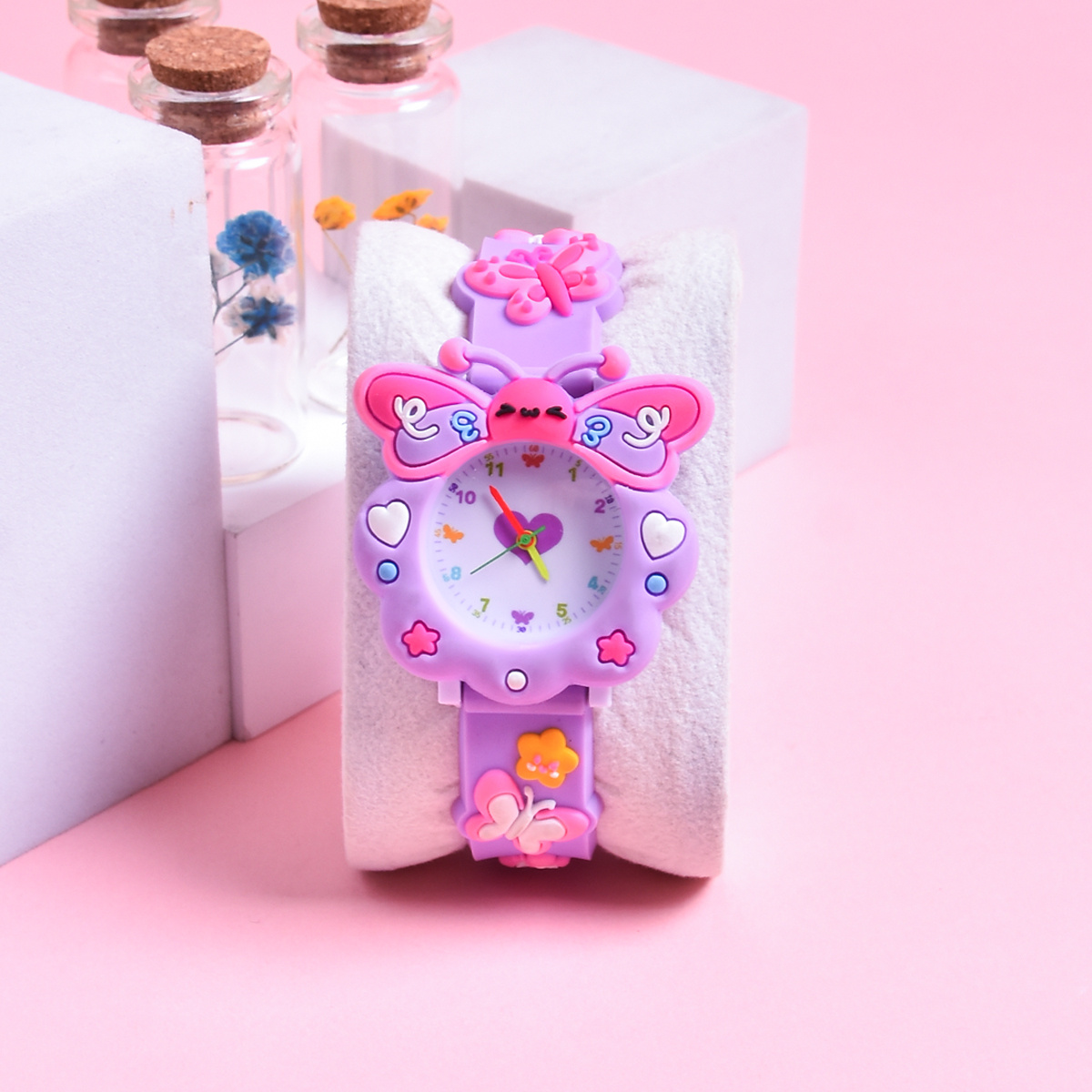 3D Soft Silicone Strap Cartoon Butterfly Watch for Kids