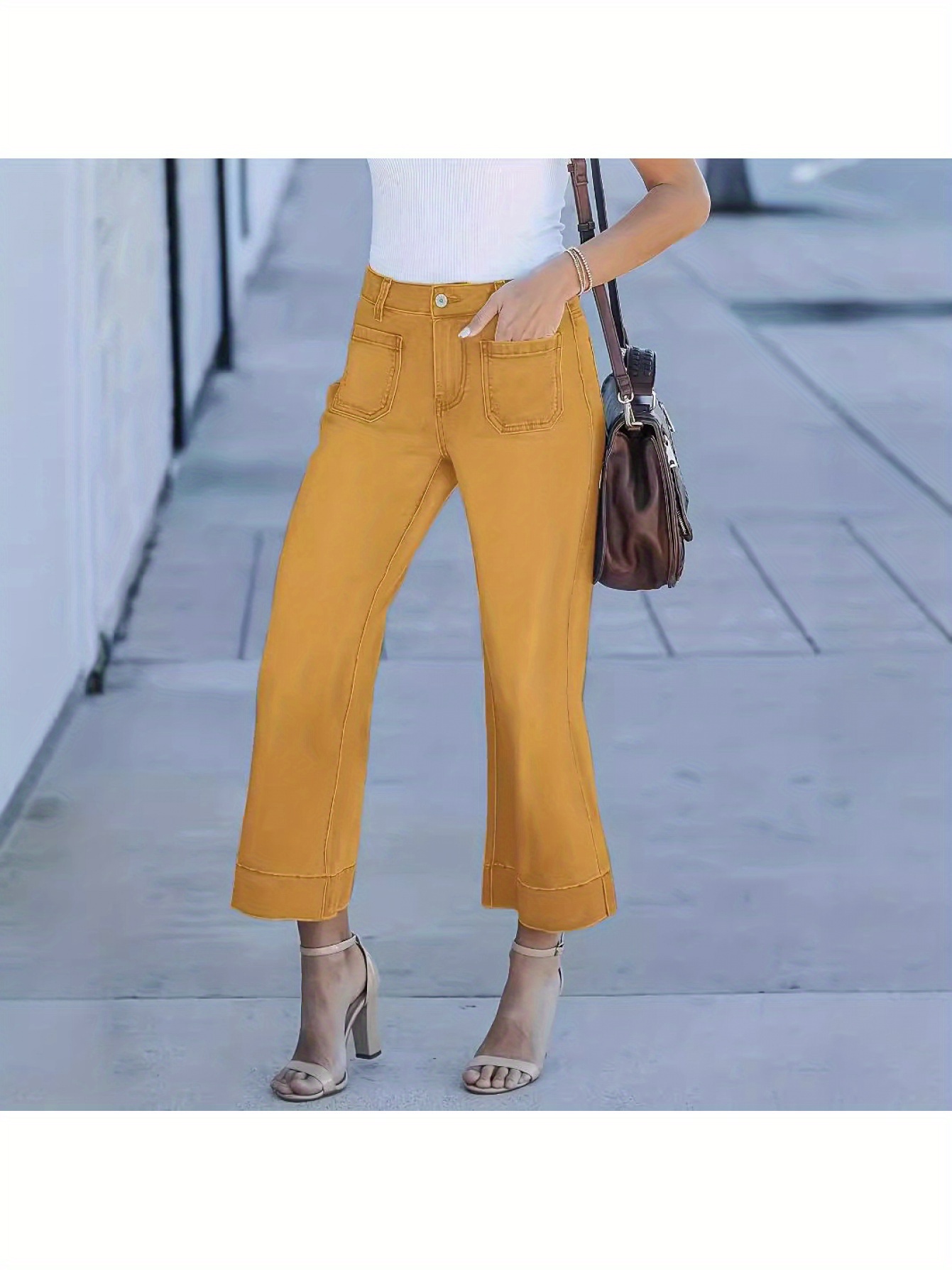 yellow jeans sold on Temu United States