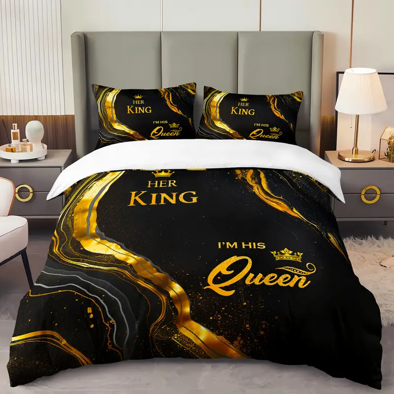 3pcs king queen couple 3 printed duvet cover set romantic luxury bedding set for black for bedroom or decor polyester comforter cover gift 1 quilt cover 2 pillowcases Product details 0
