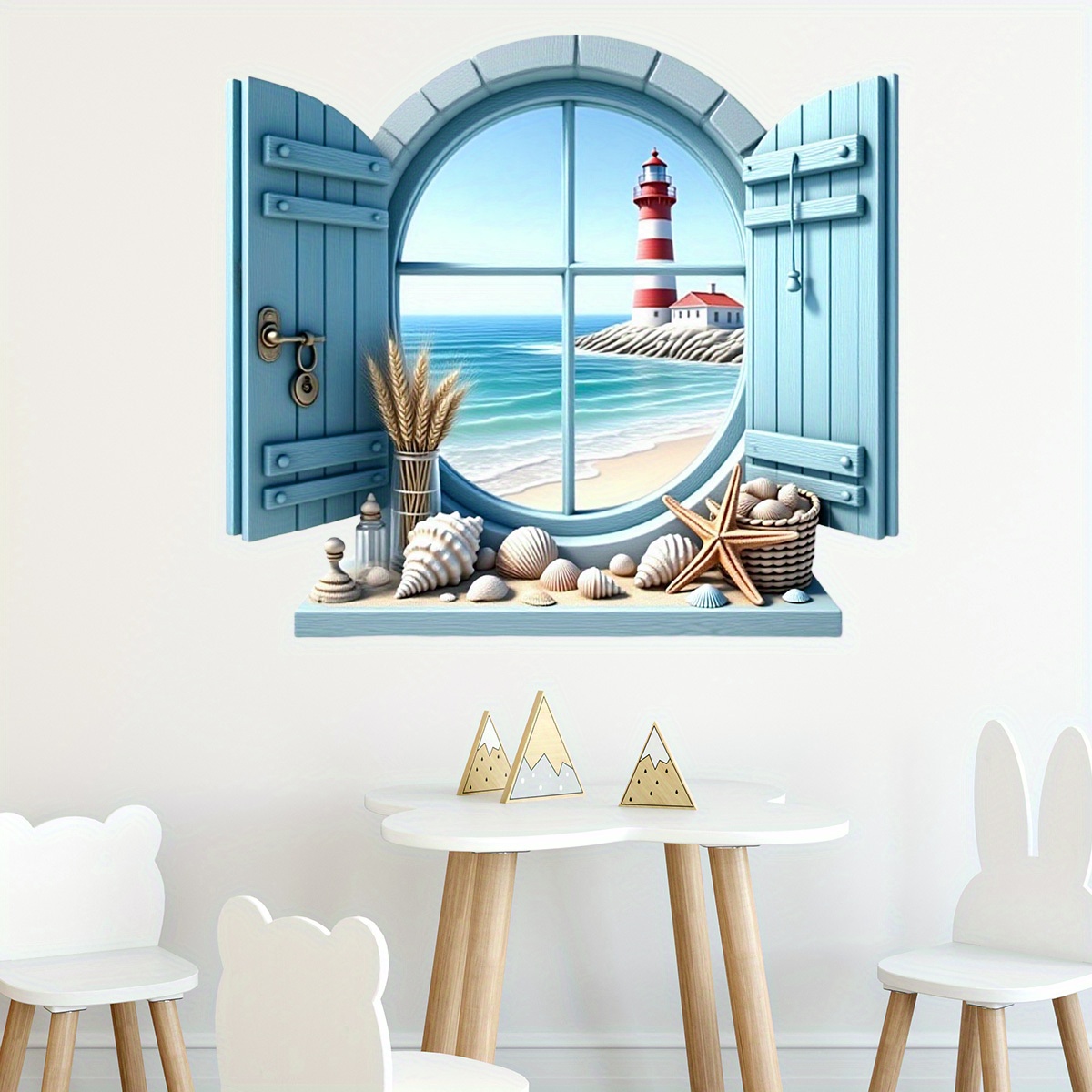 Creative Window Lighthouse 2d Wall Poster For Bedroom, Living Room And Bathroom Background Wall Decoration And Sticker