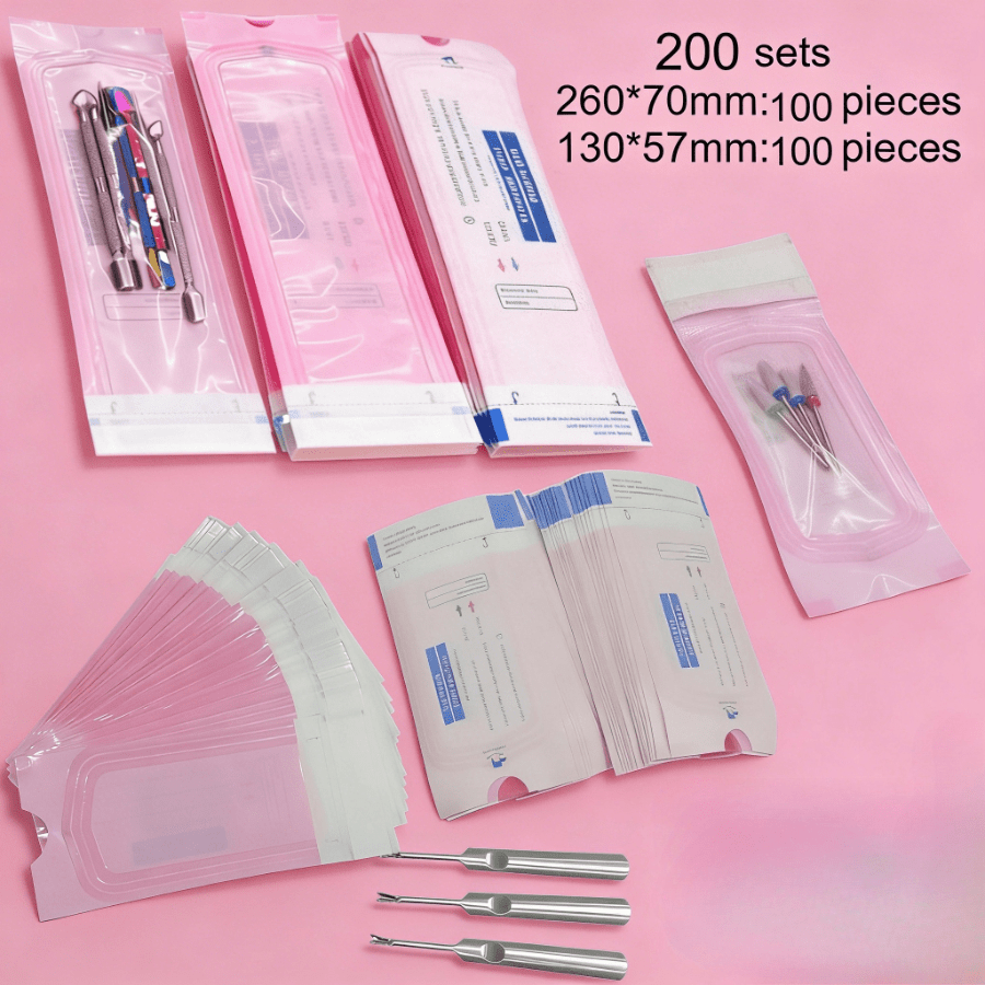 TEMU 200 pezzi Sacchetti usa e getta rosa misti per unghie/strumenti di - Inodori, senza alimentazione, autoadesivi e autosigillanti - Facili da
