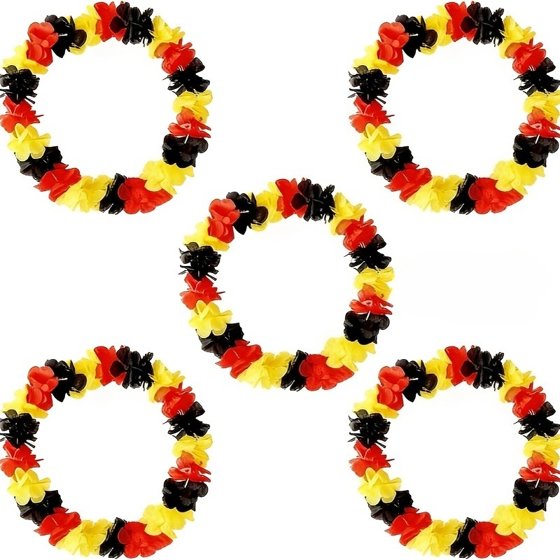 5-pack Flower Chains, Fan Accessories, Hawaiian Chains, National Day Decorative Chains, Flower Chains, Unisex, Party Supplies