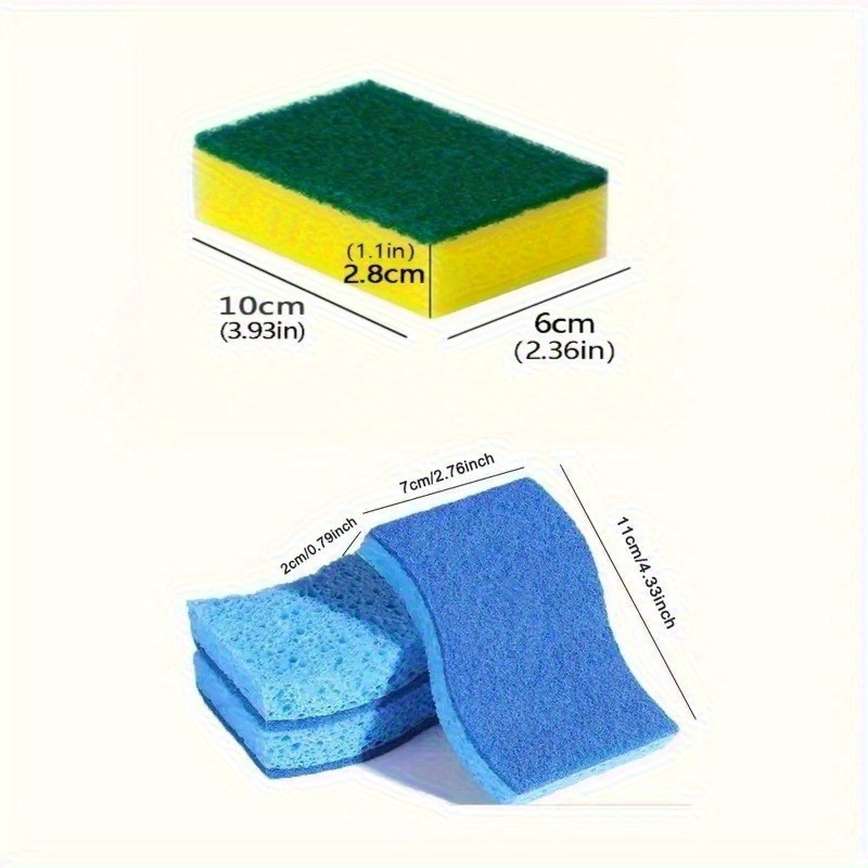12pcs Heavy-Duty All-in-One Dishwashing Sponges & Wipes - Heavy-Duty Gel-like Texture, Multi-Color (Green, Yellow, White, Black, Blue, Turquoise, Red, Brown, Grey, Beige, Navy, White, Clear) - Individually Wrapped for Hygiene, Multi-Purpose Kitchen & Household Cleaning, Pots, Pans, Dishes, Glass, Cookware, Dishwasher Safe (No Residue) - Long-Lasting & Cost-Effective Use, Sponges for Washing Dishes Non Scratch