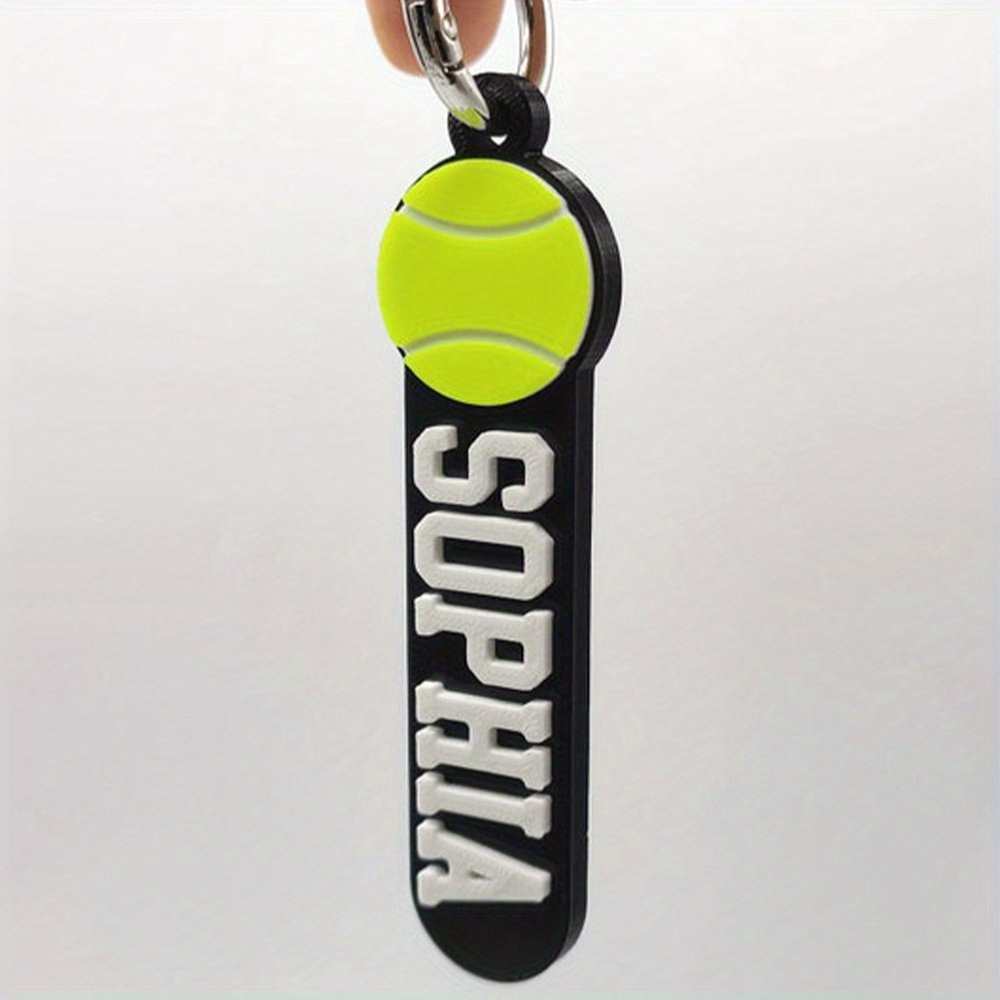 TEMU Personalized Custom Name Keychain, Tennis Acrylic Sports Keyring, Bag Charm, Valentine's Day Mother's Day Commemorative Gift, Fashion Accessory,