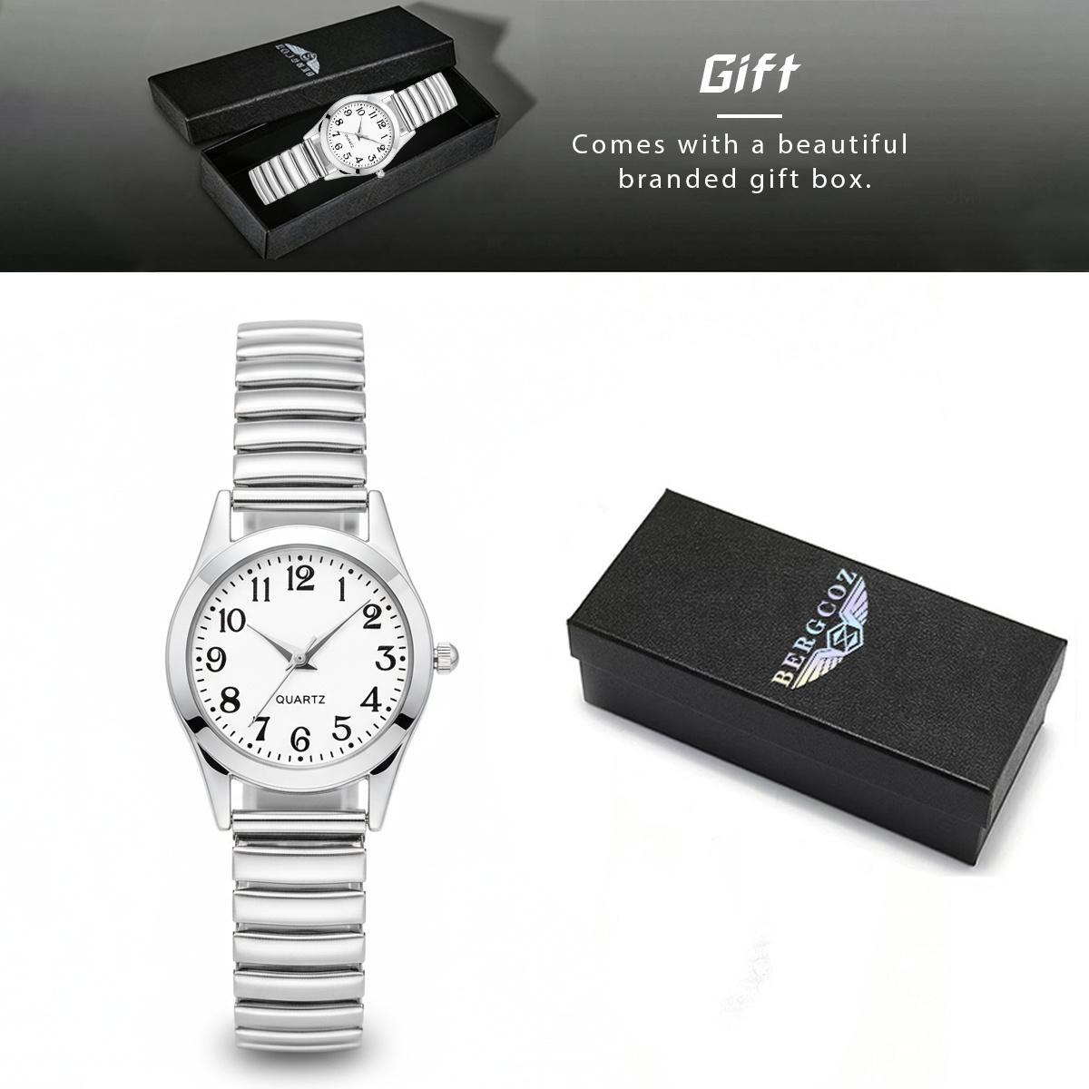 1pc Elegant And Luxurious Exquisite Ladies' Quartz Watch + Built-in Strap Adjuster - Beautifully Packaged In A Gift Box - Suitable For Gifting
