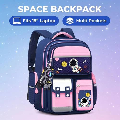 2026 Lightweight Space Backpack - Astronaut Planets Design, Durable Nylon Lining, Multiple Compartments, Adjustable Straps For Travel & Daily Use