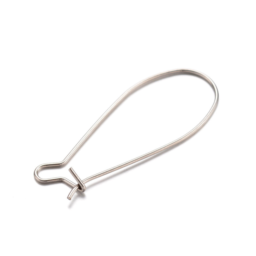 TEMU 50pcs Tarnish Resistant 304 Stainless Steel Hoop Earrings Silvery 22 Gauge 33x13.5x0.6mm Jewelry Making Kits