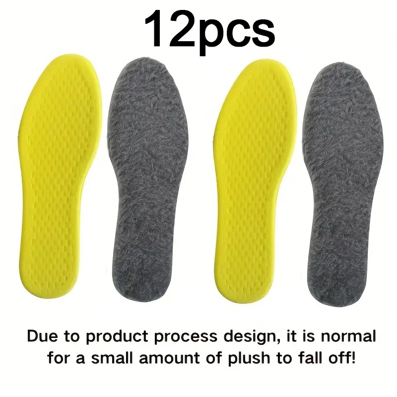 TEMU 12 Warm Insoles, Soft And Fluffy With Cushioning And Shock Absorption, Non-slip Grip Design, Breathable And Sweat-wicking, Arch Support, Unisex,