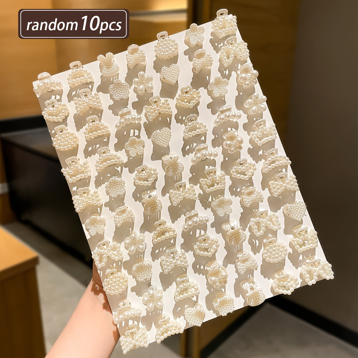 10pcs Random Women' Color Small Hair Claw Combination, Plastic Material, Multi-element Style, Elegant Retro Style, Suitable For Daily Use