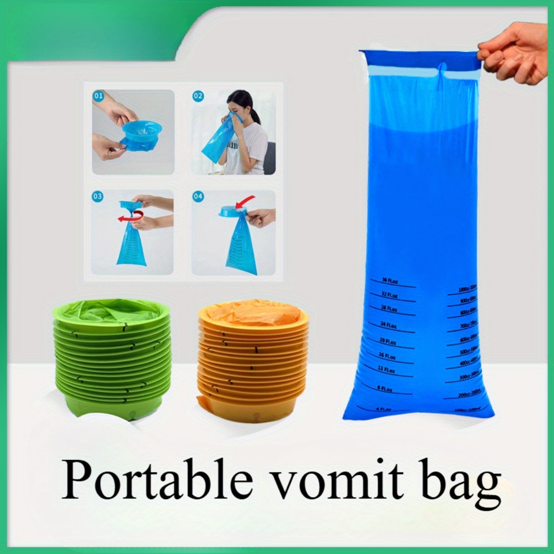 

6-pack Pp Polypropylene Portable Bags, Leak-proof, Compact & Easy To Carry, Travel, Camping, Motion , Emergency Kit For Adults & Kids