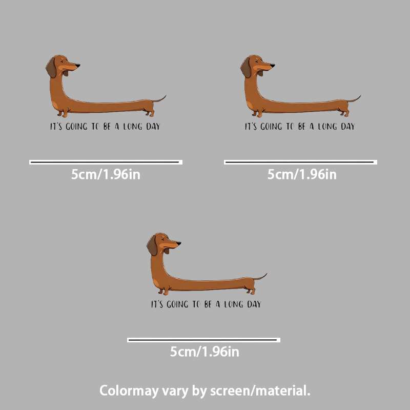 TEMU [1/2/3 stuks 2D Platte DTF Transfer] Schattige Lange Teckel Hond Hitteoverdrachtsticker, Strijktransfer, Strijkpatches, Kleding Hitteoverdracht,