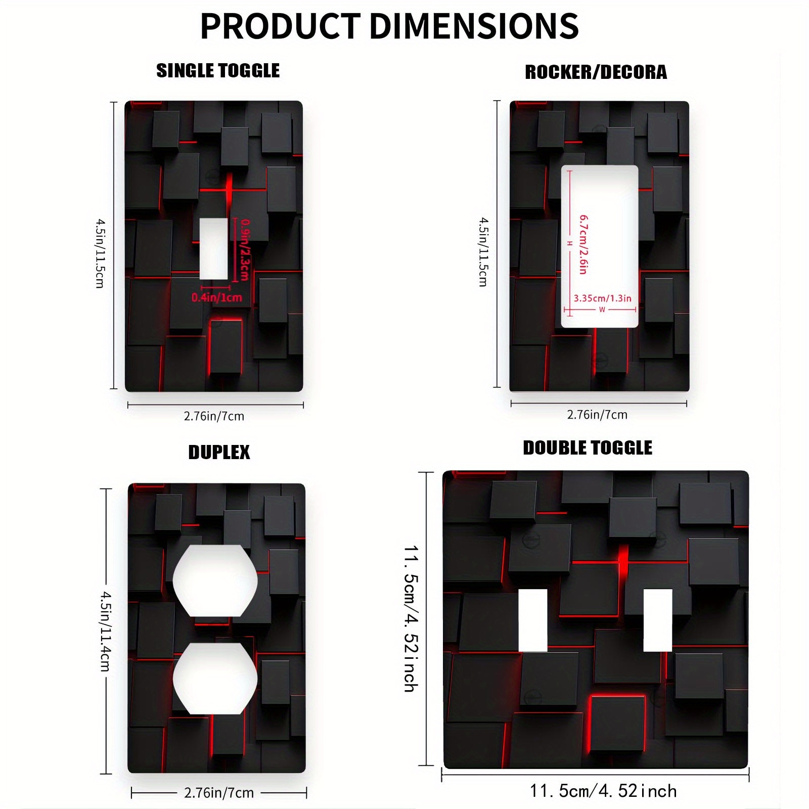 Geometric Block Decorative Outlet Cover with 1 or 2 Holes
