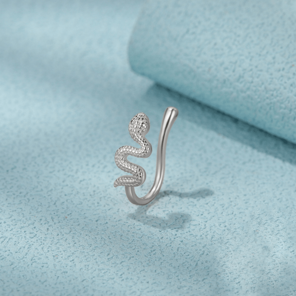 TEMU Polsino a forma di per naso tono argentato, anello per naso a forma di in rame con strass, punk per naso senza piercing per donna