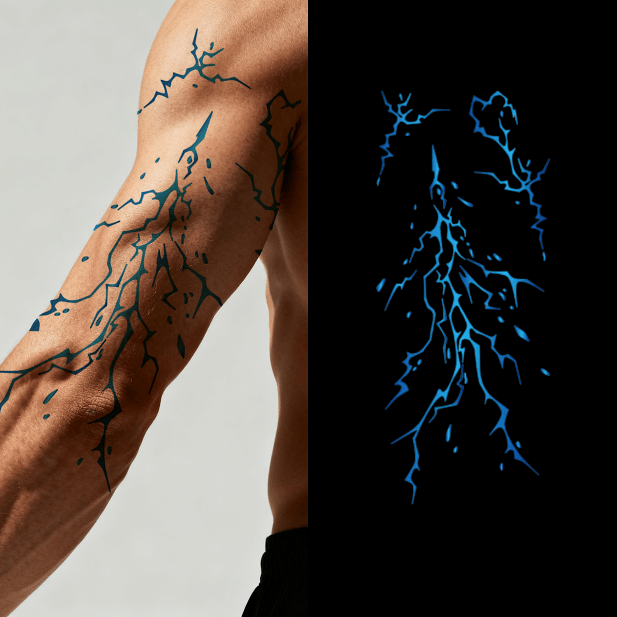 1 Sheet Of Waterproof Temporary Tattoo Featuring A Lightning Design