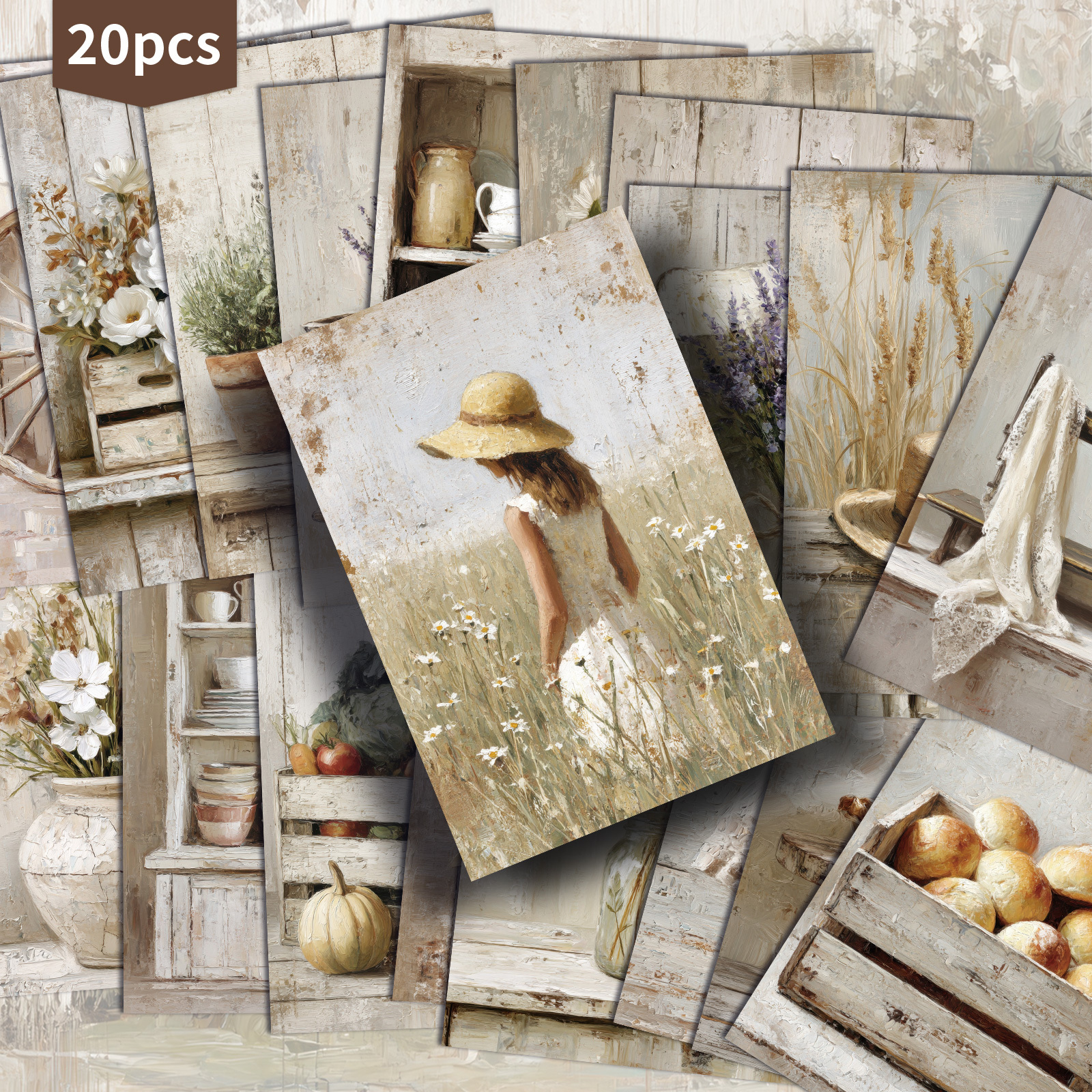 TEMU Set Of 20 Autumn-themed Botanical Vegetable Postcards - 4x6 Inches, Featuring Classic Pinup Art, Collectible Decorative Cards Ideal For