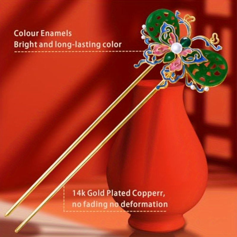 hair accessories copper vintage handcrafted colour   jade   ushape hair stick and hairclip. hair chopsticks for women, special occasion hairpin, bridal hairpiece, artistic hair accessory, decorative hair stick, enamel detailing, jadeinspired design, stylish hairpin, hair jewelry, gift for her,   Product details 4