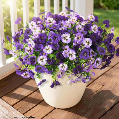 18pcs Outdoor Artificial Flowers Decor, Uv-Resistant And Fade-Free Fake Pansies Floral Plants, Suitable for Outdoor Gardens, Porch, Hanging Baskets, Outdoor Planters, Wedding Arrangements, Holiday Parties, Hotel, Florist, Indoor Home Decor