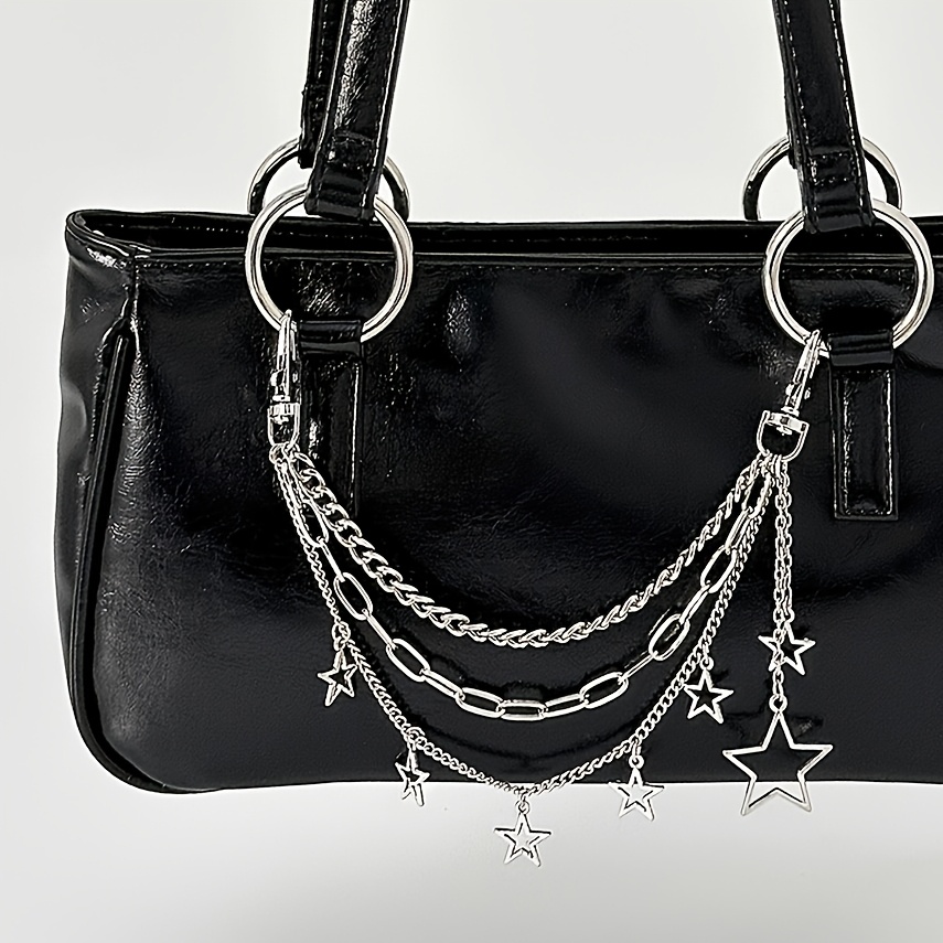 TEMU Porte-clés à pompons punk tendance, à double pour un port facile, convient pour la décoration de sac et de pantalon, cadeau pour de classe et