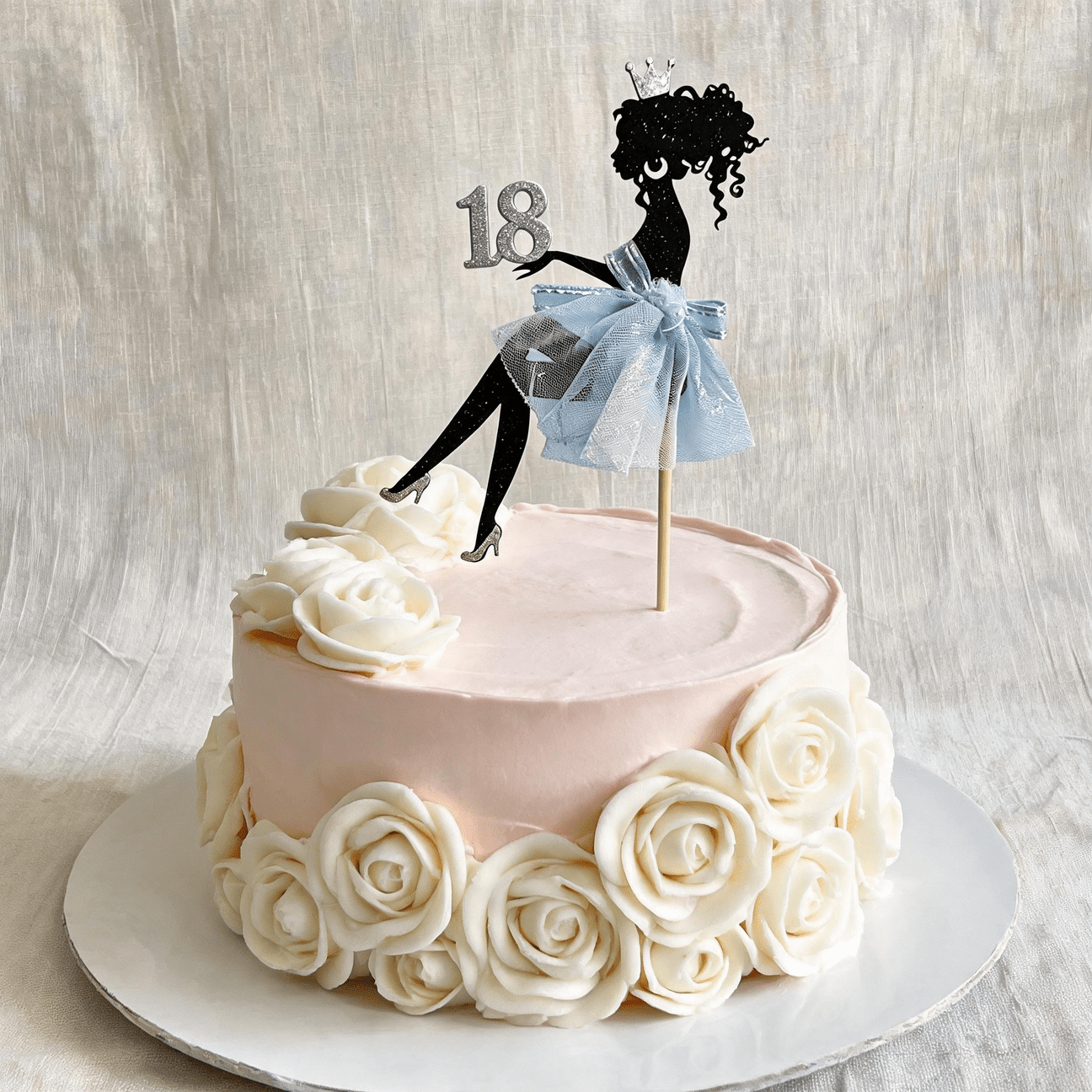 glitter dress cake 1pc black light blue 18th birthday upload-20260622