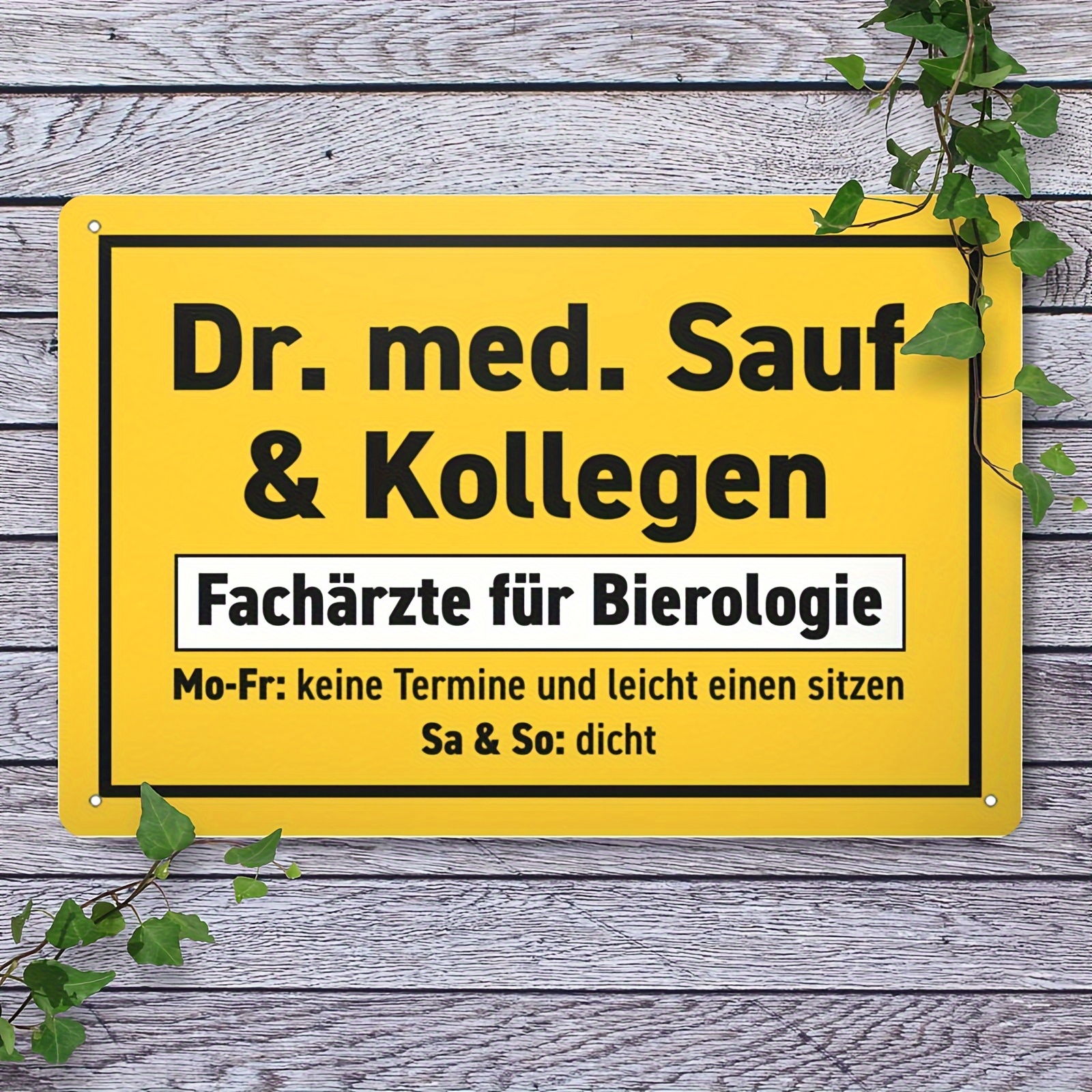 E-shop 2D Flach, 1 Stück Humorvolles „Med. Sauf & Kollegen“ Metall Wandschild - -Thema Langlebige Eisenplakette, Traditionelle Wandkunst für