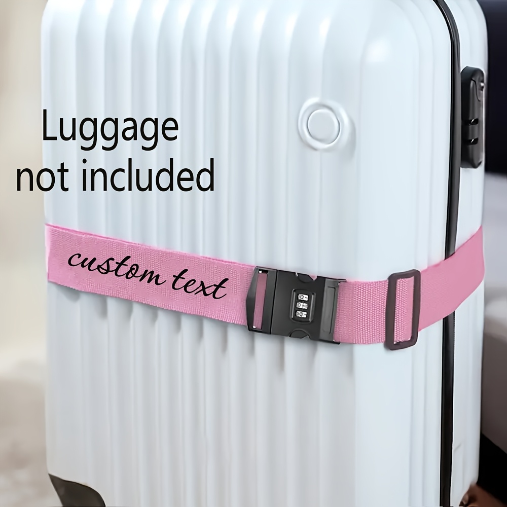 TEMU 1pc Custom Text Name Luggage Strap With Personal Tag - Anti-theft Adjustable Security Belt, Durable Bag Strap, Combination Lock Design, Easy To