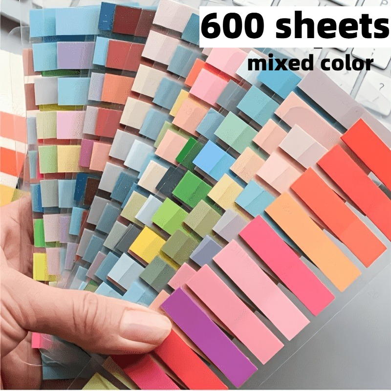 TEMU 600 Sticky Notes, Divided Into 2 Plastic Bookmark Sticker Sheets, Attached To Books As Reminders Or Bookmarks, 2 Books With Random Colors