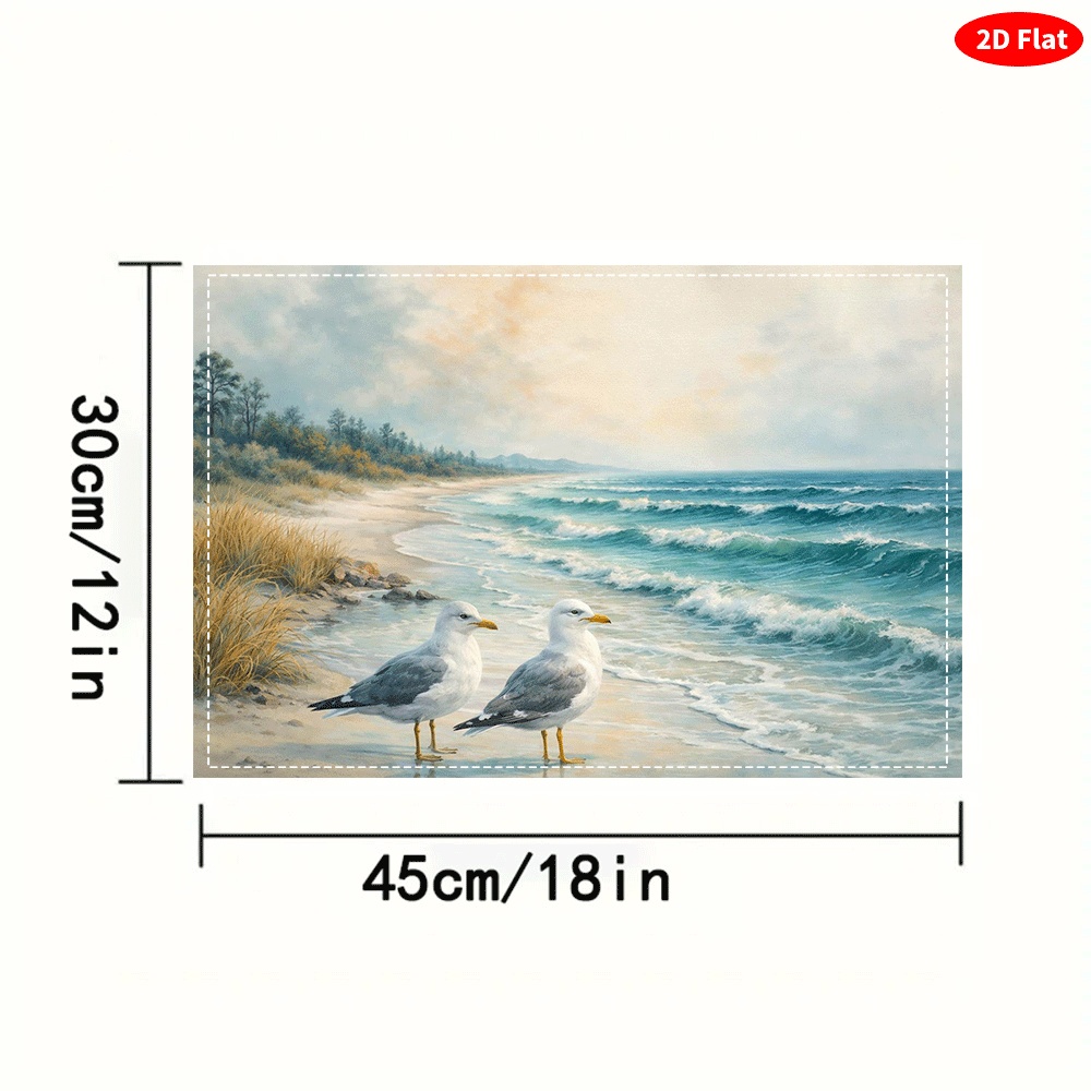 Seagull Beach Table Placemats Nautical Heat Resistant Mats 6pcs_voghion.com