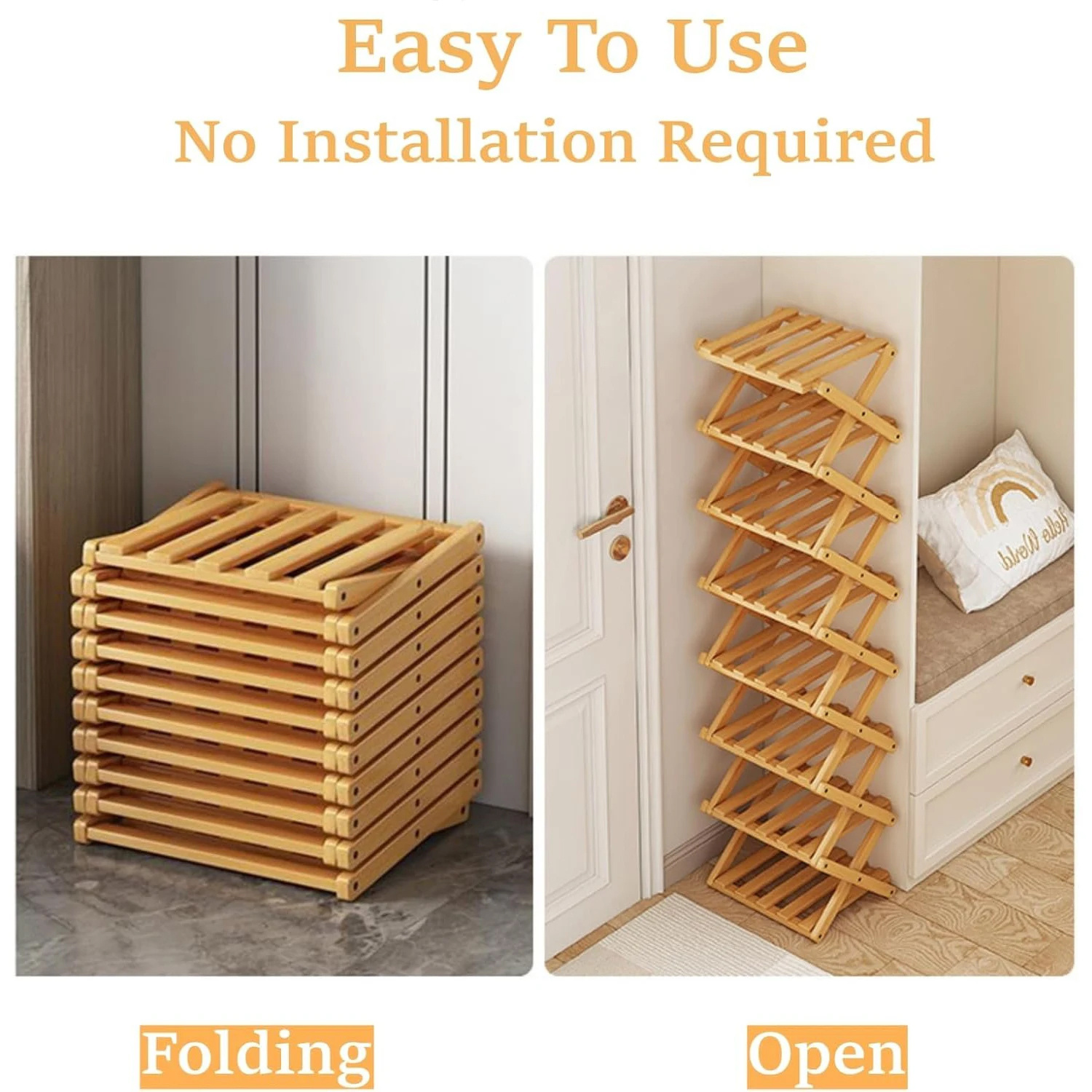 Image of 4/8-layer Foldable Shoe Rack Without Assembly, Durable Multi-level Shoe Rack With Stable Independent Design, Suitable For Entrance Bathroom, Balcony, Bedroom