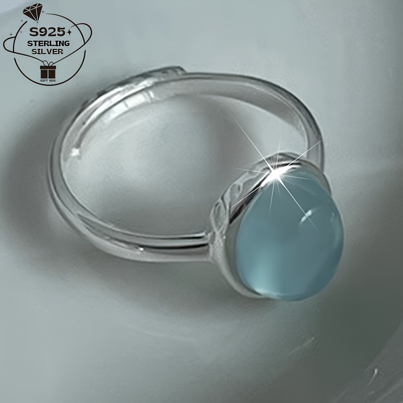 925 Silver Geometric Oval Adjustable Ring for Women