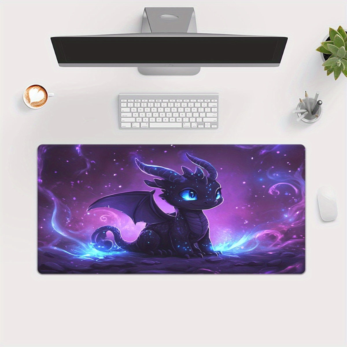 TEMU 1pc A Purple Dragon In A , Featuring High-definition Prints For A Desk Pad. This Multifunctional Xxl Mousepad Is Suitable For Gaming Keyboards