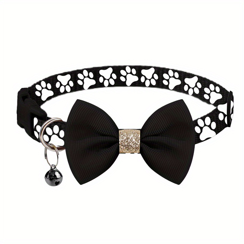 1pc pet collar with adjustable cute bow tie collar design   black gray brown with paw print pattern durable polyester material suitable for small and large dogs and cats for daily use and special Product details 21