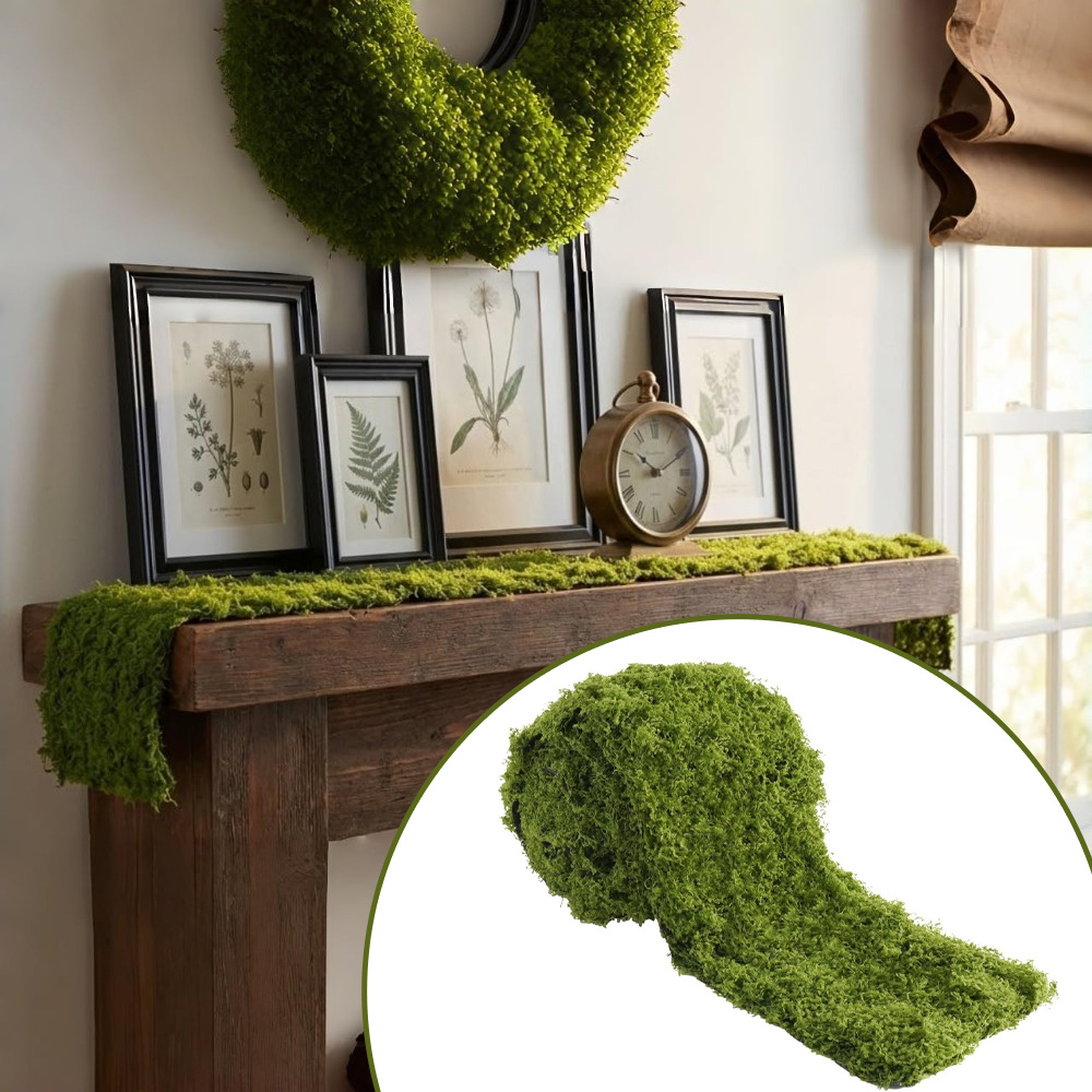 TEMU Tappeto in muschio 3.94 x 39.37 pollici, Runner da in muschio artificiale per decorazioni di nozze, centrotavola, lavoretti per giardino ,