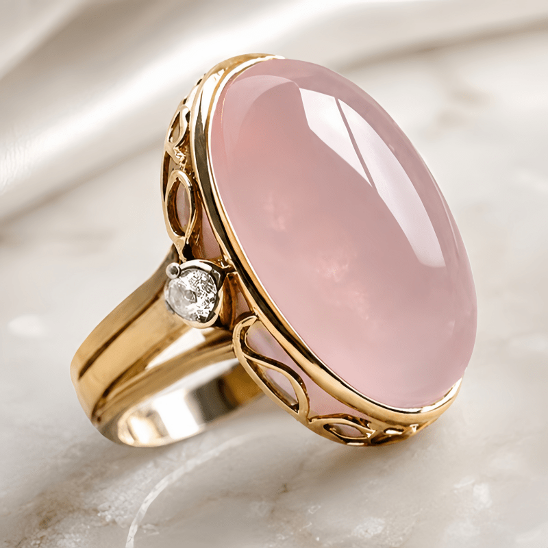 Image of Vintage Inlay Synthetic Zirconia Oval Light Personality Ring For Women Banquet Party Holiday Daily Elegant Ring Jewelry Gifts