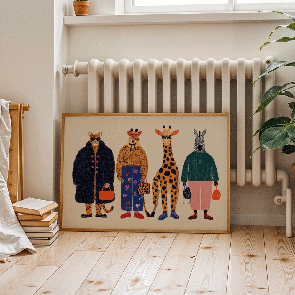 TEMU 2d Flat, 2d Flat, Posters Featuring Animal-themed , Including Leopard Prints, Floral Designs, Giraffe Spots, And , Perfect For Decorating