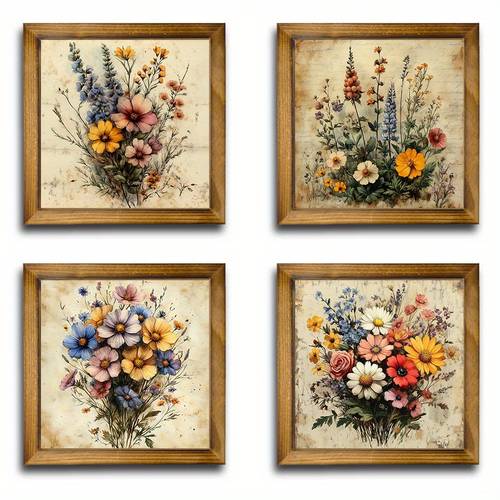 4pcs set of wooden home decor wall style summer decoration suitable for bedroom living room kitchen holiday gift room decoration