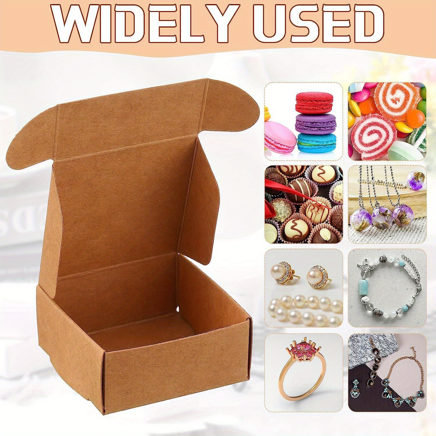 10/20pcs Mini Paper Gift Boxes Brown Cardboard Jewelry Packaging Boxes  for Rings, Earrings, Weddings Birthdays Holidays