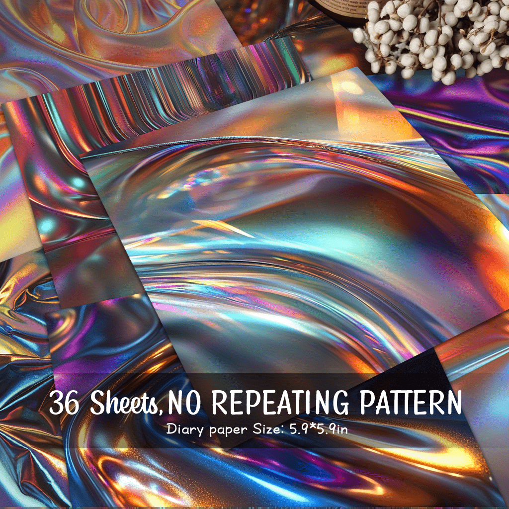 TEMU A Set Of 36 Sheets Of Shiny, Color-shifting Paper, Perfect For Backgrounds In A Grunge Diary And Other Artistic Projects