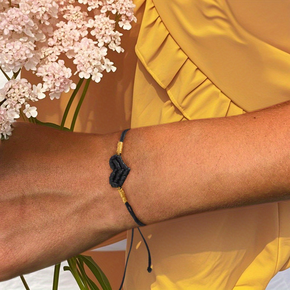 Golden Thread Heart Bracelet Unisex Summer Vacation Wear