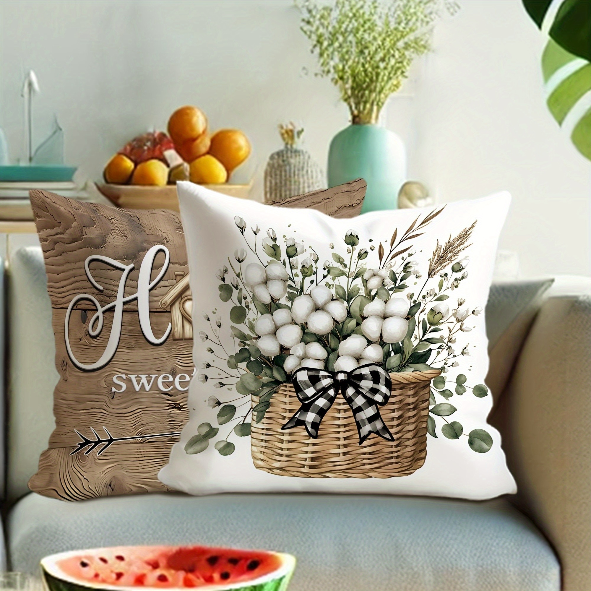 4pcs rustic farmhouse pillow covers double sided printed soft plush with zipper closure machine washable multiple sizes for living room bedroom sofa decor decorative pillows   styling geometric pattern durable fabric accent cushions interior designers 2d flat Product details 5