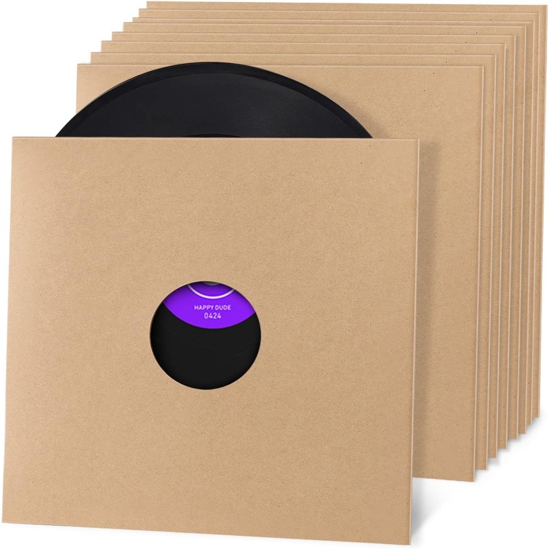 TEMU 10pcs 10-inch Paper Record Sleeves Set, Made Of Thick Matte Cardboard, Featuring Design Sleeves, Ensuring Long-lasting Protection For Lps And