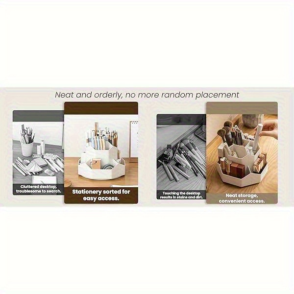 360 rotating   desktop organizer milky   pencil holder with sturdy base space saving design for office home art supplies storage durable premium   office desk accessories   construction Product details 1